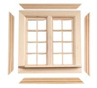 Ventanas de casa de muñecas, Muebles en Miniatura sin Pintar de Madera a 1: 12 Escala, simulación de 4x4 Pulgadas, Accesorios de Accesorios de muñecas en Miniatura Suave de Bricolaje