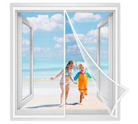 Ventanas Mosquitera Magnética 115x165 cm, Mosquitera Ventana, Malla Metalica, Cortinas para Ventanas Exteriores, Flores Blanco Reforzada