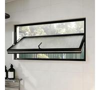 Ventanas Ventana Giratoria de 360° con Vidrio Estriado, Ventanas de Repuesto para Baño con Manilla Giratoria, Ventana Empotrada para Balcón/Sala de Estar(Black,75x50cm/29.5x19.7in)