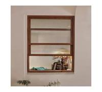 Ventanas verticales de madera maciza con rejilla con vidrio templado, ideal para tiendas y tiendas de conveniencia, 130 x 100 cm, diseño deslizante para negocios de té con leche