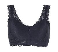 VENTDOUCE encaje para mujer - Sujetadores sin varillas con cremallera frontal | Bralette acolchado encaje para mujer, brasier largo sin varillas para copas A a D, color negro
