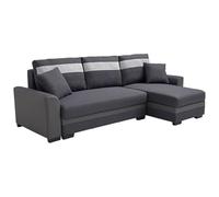 Vente-única - Sofá Cama - Sofá esquinero Reversible y Convertible en Tejido y Piel sintética Antracita GIANY II