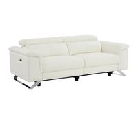 Vente-unique - 3-Seater Electric Relaxation Sofa in White Cowhide Leather - BREYT II