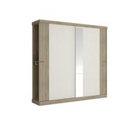 Vente-unique-Armario 2 Puertas correderas - con Espejo - - Largo 231 cm - Color Natural y Blanco Marfil - ADALRIK II