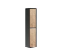 Vente-unique-Armario de baño - Color Natural Claro y Negro - 140 cm - LANNICK
