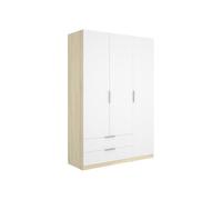 Vente-unique - Armario Kalony - L 136.6cm x A 51.4cm x H 203.5cm - melamina - Color Natural Claro, Blanco