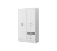 Vente-unique-Armario Odilon - 4 Puertas y 2 cajones - Ancho 120 cm - Blanco Lacado