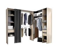 Vente-unique-Armario ropero Angular y Extensible GONTRAN - Ancho 164/214 cm - Roble y Antracita