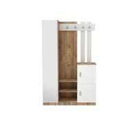 Vente-unique-Armario ropero con 3 Puertas y 1 Espejo - Blanco y Natural - MIROTA