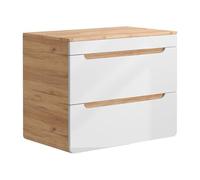 Vente-unique Aruba - Mueble bajo Lavabo Colgante con Tabla - 80 cm - Natural Claro y Blanco