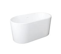 Vente-unique-Bañera exenta ovalada - 180 L - 130 x 71 x 58 cm - Blanco - Acrílico - APOGON