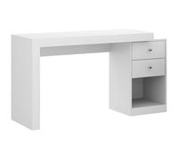 Vente-unique - Bureau Extensible 2 tiroirs et 1 Niche - Coloris : Blanc - Evan - Avec Rangement