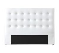 Vente-unique - Cabecero 2 plazas Francesco - Piel sintética - Blanco