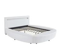 Vente-unique-Cama 180 x 200 cm - con Leds - Piel sintética - Blanco - ABULIS III