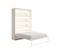 Vente-unique-Cama abatible 160 x 200 cm - Apertura Vertical Manual - con Leds - Beige - RAPILI
