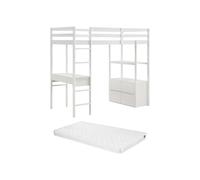 Vente-unique - Cama Alta 1 Plaza Kalizi - Pino - Blanco