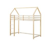 Vente-unique-Cama Alta cabaÒa 90 x 190 cm - Pino Macizo - Beige y Natural - TARZIA