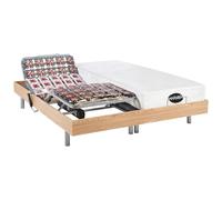 Vente-unique Cama articulada elÈctrica con Memoria de Forma y Bamb˙ Lysis III de NATUREA - Motores OKIN - 2x80x200 cm - Roble marrÛn Topo