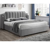 Vente-unique - Cama Ba˙l de 180 x 200 cm con cabecera Curvada - Terciopelo - Gris Claro - TEOMIS