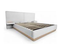 Vente-unique - Cama con baúl con cabecera de 180 x 200 cm - Tejido texturizado - Beige - MORIVALO de Maison Céphy