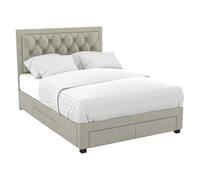 Vente-unique-Cama con cajones - Terciopelo Color Beige - 160 x 200 cm - Leopold