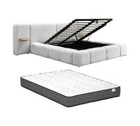Vente-unique - Cama con canapé abatible 2 plazas Vilaco - poliéster - Beige