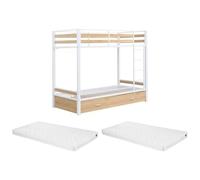 Vente-unique - Cama litera 2 plazas Casidia - Metal - Color Natural Claro, Blanco
