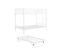 Vente-unique-Cama litera con Cama Nido - 2 x 90 x 190 cm - Blanco - DUOTIS