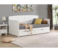 Vente-unique-Cama Nido sofá 90 x 190 o 180 x 190 cm - con somier de Peine y cajones - Pino y MDF - Blanco - DINIVA