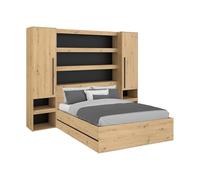 Vente-unique-Canapé abatible con Puente 140 x 190 cm - Color: Natural y Negro - LUDARO