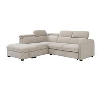 Vente-unique - CanapÈ d'angle Gauche Convertible et Pouf en Tissu Beige BALOTIA