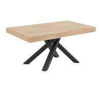 Vente-unique CATONAV - Mesa de Comedor Extensible de 6 a 10 Cubiertos de MDF y Metal - Natural y Negro