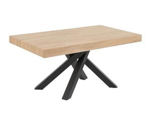 Vente-unique CATONAV - Mesa de Comedor Extensible de 6 a 10 Cubiertos de MDF y Metal - Natural y Negro