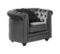 Vente-unique Chesterfield stol - Antracit sammet