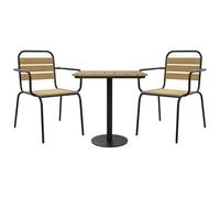 Vente-unique - Comedor de jardín de madera sintética y metal: una mesa de 70 cm de largo y 2 sillones apilables - Negro - Lylios de Mylia