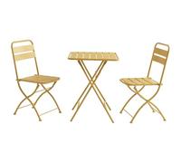 Vente-unique-Comedor de jardín Plegable de Metal - Mesa de 60 cm de Largo y 2 sillas Plegables - Amarillo Mostaza - MIRMANDE de MYLIA