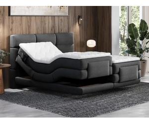 Vente-unique-Conjunto Boxspring cabecero capitoné + somieres relajación eléctrico + colchón + sobrecolchón - 2 x 90 x 200 - Antracita - LODI de Palacio