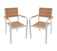 Vente-unique-Conjunto de 2 sillones de jardín apilables de Aluminio - Natural Claro y Blanco - NYROS de MYLIA