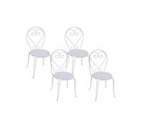 Vente-unique-Conjunto de 4 sillas para jardÌn de Metal Estilo Hierro Forjado - Blanco - GUERMANTES