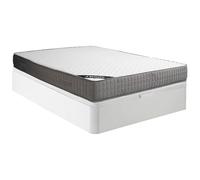 Vente-unique-Conjunto de canapÈ abatible de 140 x 190 cm Blanco + colchÛn de Espuma con Acolchado de Memoria en 11 Zonas de 22 cm de Grosor - DANEVO de YSM…E