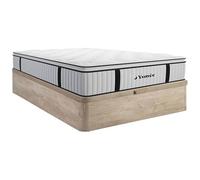 Vente-unique-Conjunto de canapé somier de 140 x 200 cm Natural Claro + colchón de muelles ensacados con sobrecolchón Integrado de 28 cm de Espesor - American Dream de YSMÉE