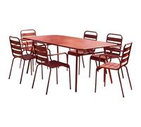Vente-unique - Conjunto de Mesa y sillas para jardín 6 plazas Mirmande - Acero - Rojo
