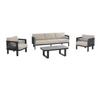 Vente-unique - Conjunto de salón para jardín 5 plazas Helysi - Aluminio - Negro
