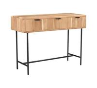 Vente-unique-Consola con 3 cajones de Madera de Acacia y Metal Negro - Natural Claro - ALEVIA