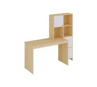 Vente-unique - Escritorio Aliobini - L 156.8cm x A 51.5cm x H 146.8cm - MDF - Color Natural Claro, Blanco