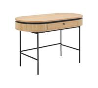 Vente-unique-Escritorio con 1 cajón - Chapado en Roble - Color: Natural y Negro - CARDIONA