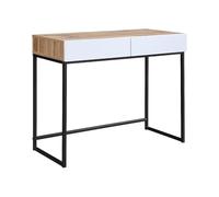 Vente-unique-Escritorio Consola con 2 cajones - Blanco y Natural - CEVANIA