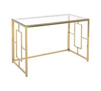 Vente-unique Escritorio de Cristal Templado y Acero ñ Dorado y Transparente ñ Clotilde