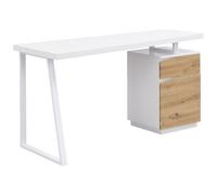 Vente-unique - Escritorio Tradicional Gotama - L 140cm x A 60cm x H 75cm - MDF - Color Natural Claro, Blanco
