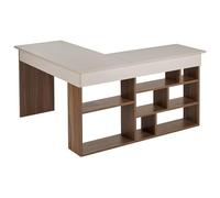 Vente-unique - Escritorio Tradicional Lileul - L 129cm x A 120cm x H 72cm - melamina - Color Natural Oscuro, Beige